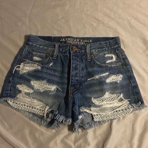 EUC AEO Vintage High Rise Festival Distressed Shorts